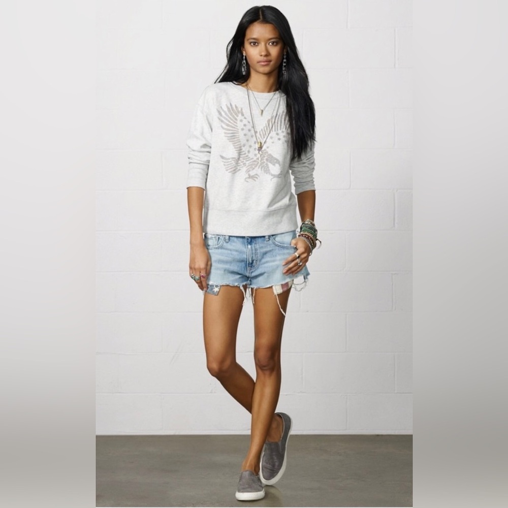 Ralph Lauren Denim&Supply Boyfriend Cut-Off Flag Distressed Jean Shorts, Size 24